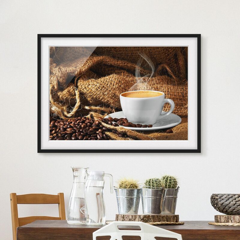 

Póster enmarcado - Morning Coffee Dimensión LxA: 70cm x 100cm, Marco: Negro