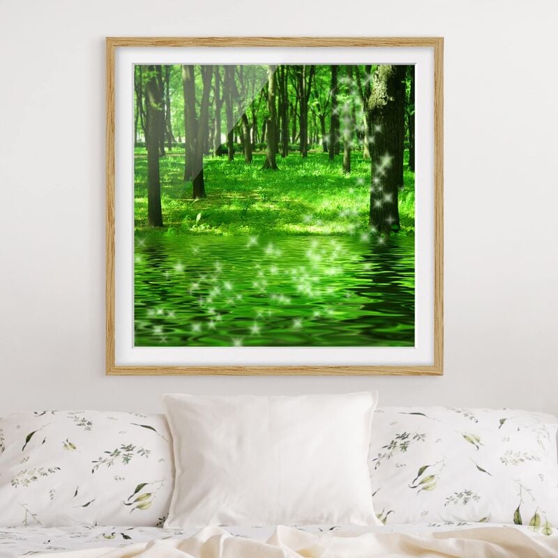 

Póster enmarcado - Morning Magic Dimensión LxA: 50cm x 50cm, Marco: Roble