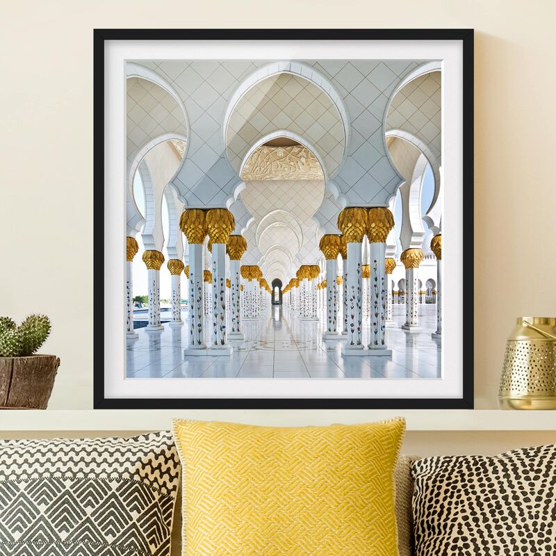 

Póster enmarcado - Mosque In Abu Dhabi Dimensión LxA: 50cm x 50cm, Marco: Negro