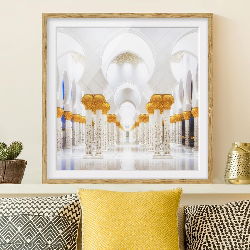 

Póster enmarcado - Mosque In Gold Dimensión LxA: 20cm x 20cm, Marco: Roble