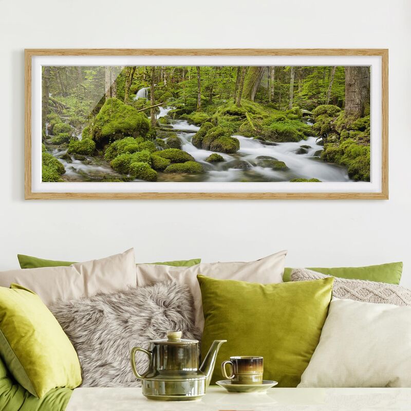 

Póster enmarcado - Mossy Pietre Svizzera Dimensión LxA: 50cm x 130cm, Marco: Roble