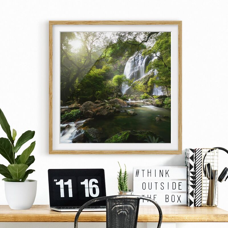 

Póster enmarcado - Mountain Stream Dimensión LxA: 70cm x 70cm, Marco: Roble