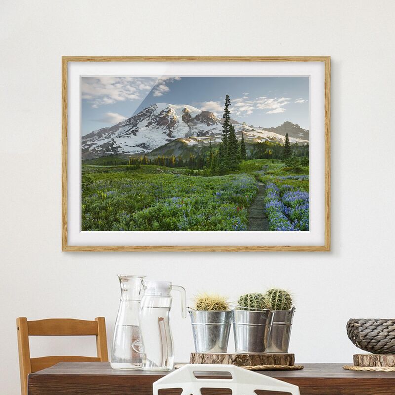 

Póster enmarcado - Mountain View Meadow Path Dimensión LxA: 40cm x 55cm, Marco: Roble