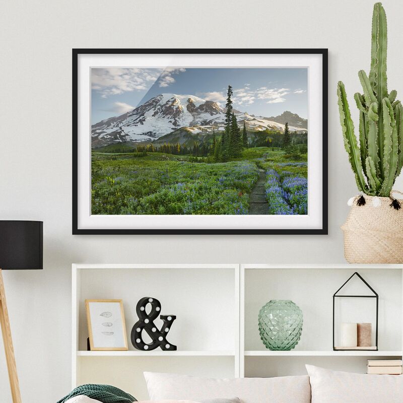 

Póster enmarcado - Mountain View Meadow Path Dimensión LxA: 18cm x 24cm, Marco: Negro