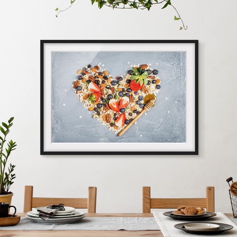 

Póster enmarcado - Muesli Heart Dimensión LxA: 30cm x 40cm, Marco: Negro