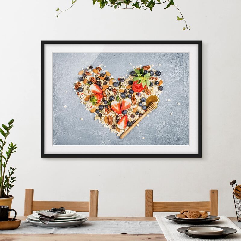 

Póster enmarcado - Muesli Heart Dimensión LxA: 40cm x 55cm, Marco: Negro