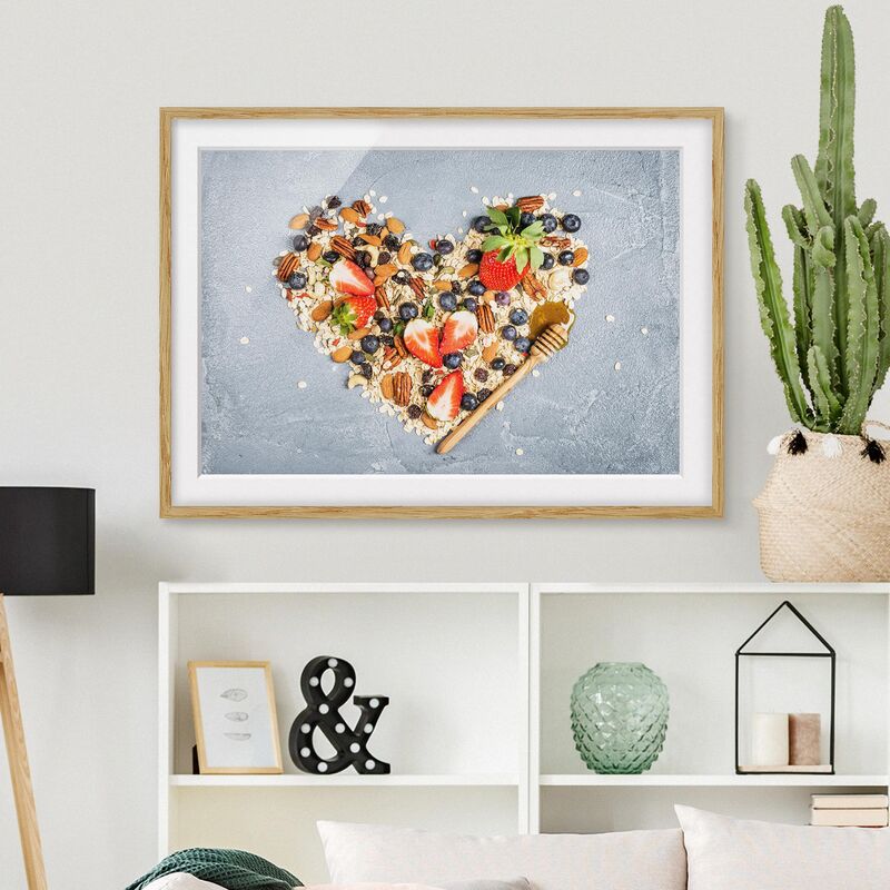 

Póster enmarcado - Muesli Heart Dimensión LxA: 30cm x 40cm, Marco: Roble