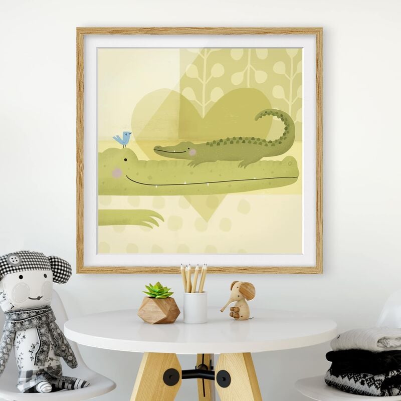 

Póster enmarcado - Mum And I - Crocodiles Dimensión LxA: 70cm x 70cm, Marco: Roble
