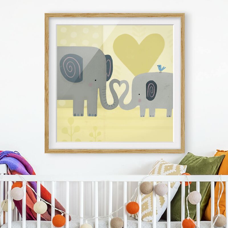 

Póster enmarcado - Mum And I - Elephants Dimensión LxA: 70cm x 70cm, Marco: Roble