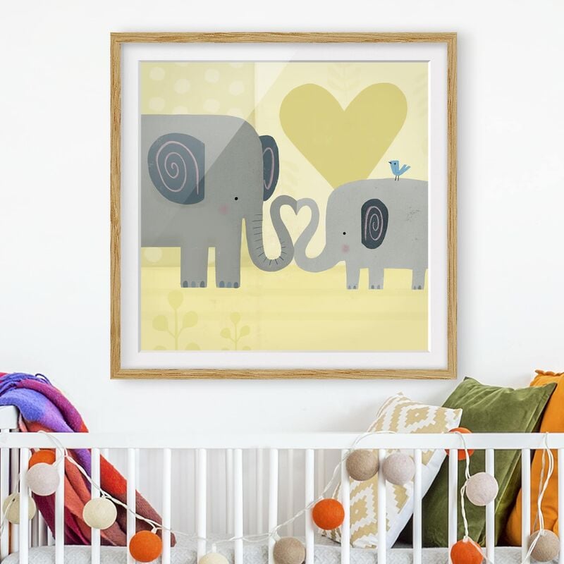 

Póster enmarcado - Mum And I - Elephants Dimensión LxA: 20cm x 20cm, Marco: Roble