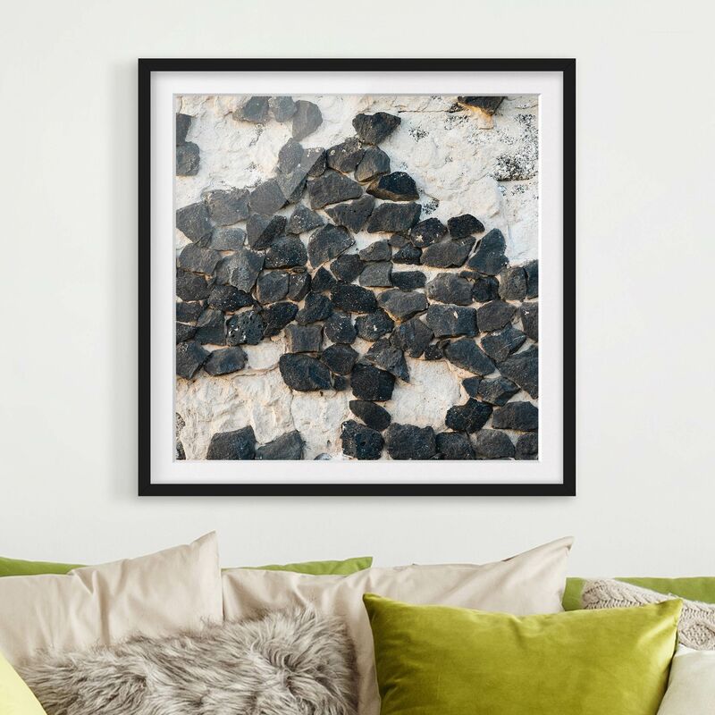 

Póster enmarcado - Muro con pietre nere Dimensión LxA: 20cm x 20cm, Marco: Negro