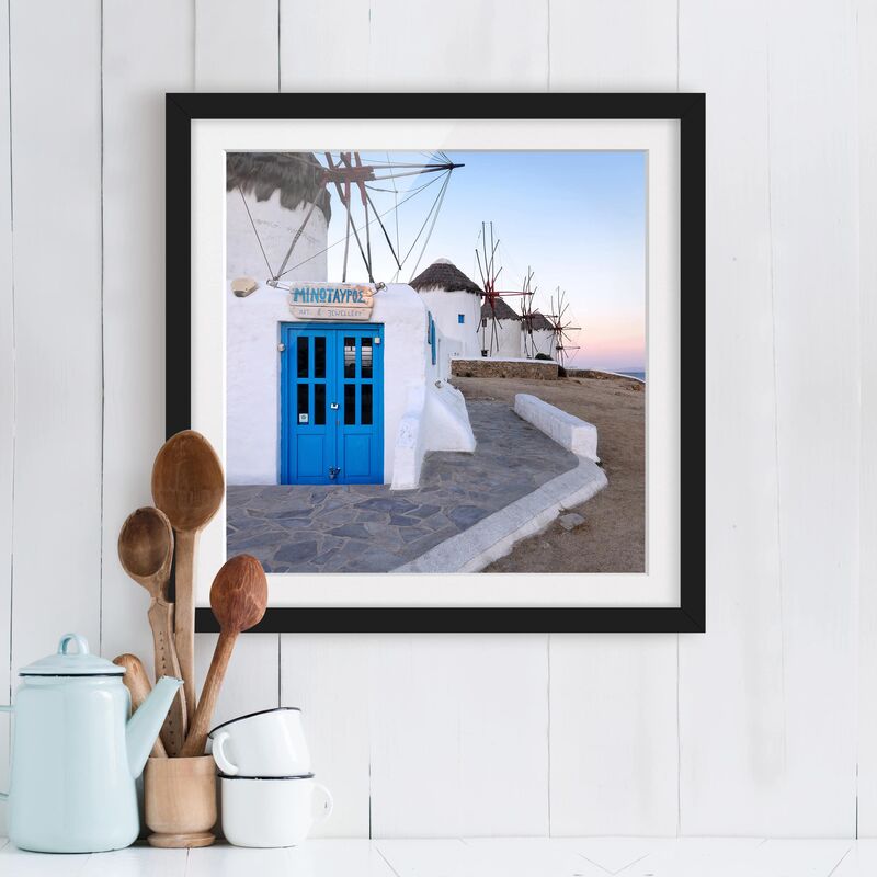

Póster enmarcado - Mykonos Windmills Dimensión LxA: 30cm x 30cm, Marco: Negro