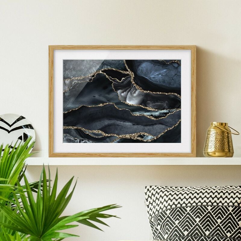 

Póster enmarcado - Nero con glitter oro Dimensión LxA: 50cm x 70cm, Marco: Roble