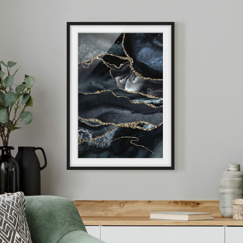 

Póster enmarcado - Nero con glitter oro Dimensión LxA: 55cm x 40cm, Marco: Negro