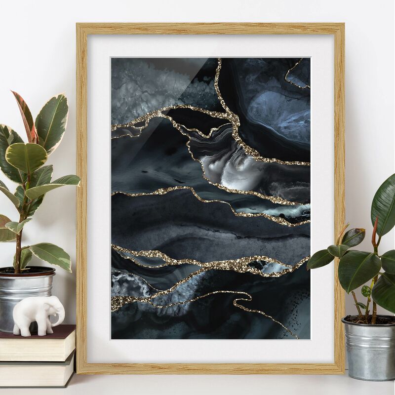 

Póster enmarcado - Nero con glitter oro Dimensión LxA: 24cm x 18cm, Marco: Roble