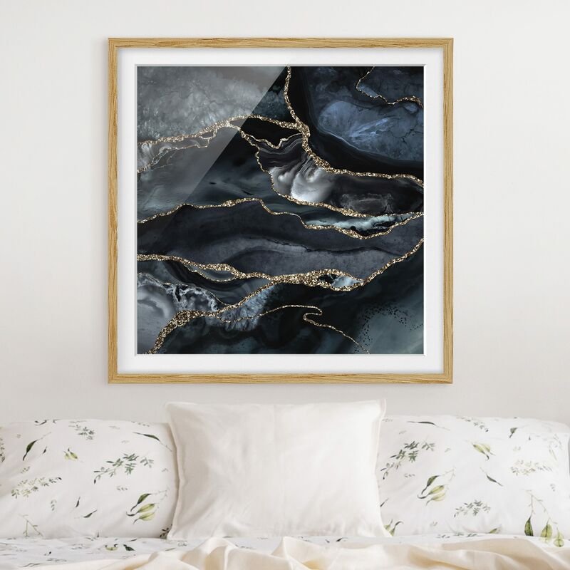 

Póster enmarcado - Nero con glitter oro Dimensión LxA: 70cm x 70cm, Marco: Roble