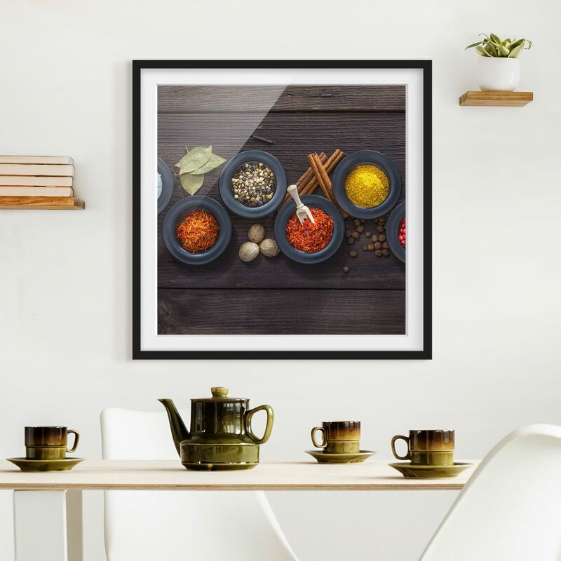 

Póster enmarcado - Nero ciotole con Spezie Dimensión LxA: 50cm x 50cm, Marco: Negro
