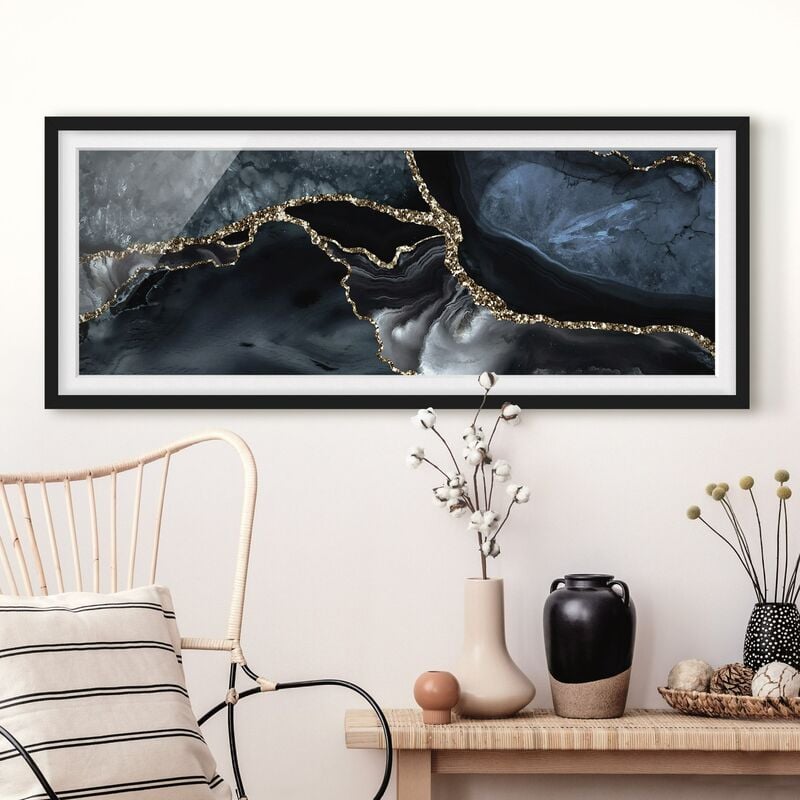 

Póster enmarcado - Nero con glitter oro Dimensión LxA: 20cm x 50cm, Marco: Negro