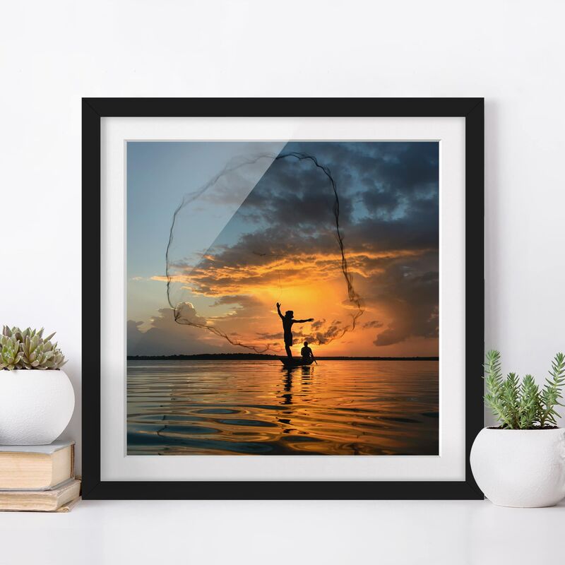 

Póster enmarcado - Net In The Sunset Dimensión LxA: 30cm x 30cm, Marco: Negro