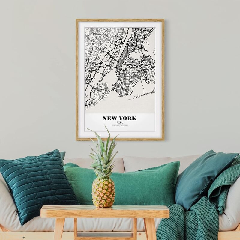 

Póster enmarcado - New York City Map - Classic Dimensión LxA: 70cm x 50cm, Marco: Roble