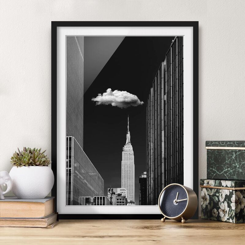 

Póster enmarcado - New York Con nuvola Dimensión LxA: 100cm x 70cm, Marco: Negro