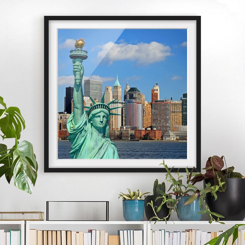 

Póster enmarcado - New York Skyline Dimensión LxA: 70cm x 70cm, Marco: Negro