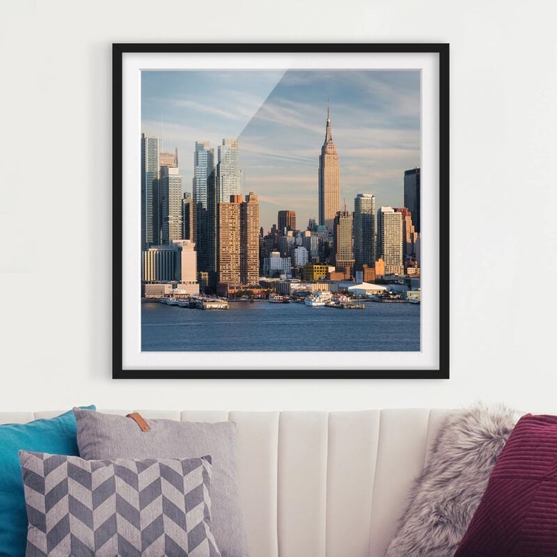 

Póster enmarcado - New York Skyline Of New Jersey Dimensión LxA: 70cm x 70cm, Marco: Negro