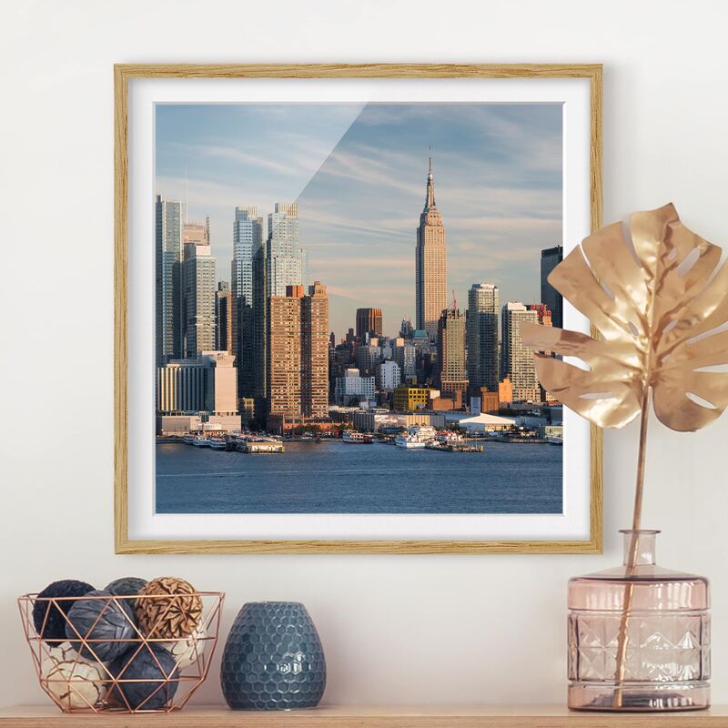 

Póster enmarcado - New York Skyline Of New Jersey Dimensión LxA: 30cm x 30cm, Marco: Roble