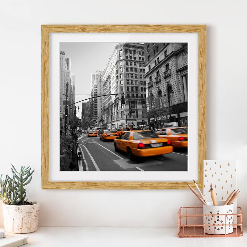 

Póster enmarcado - New York, New York! Dimensión LxA: 50cm x 50cm, Marco: Roble