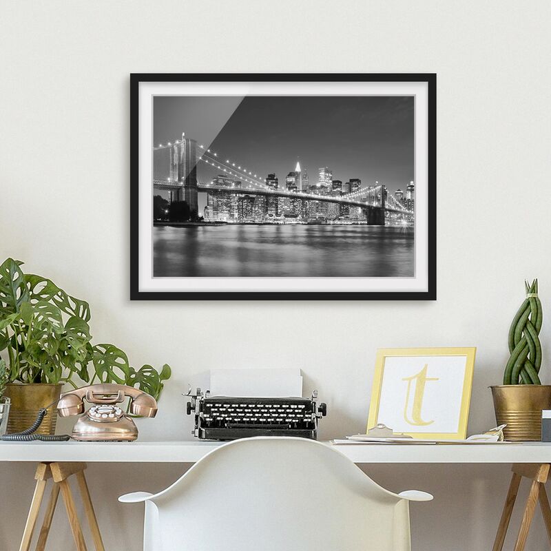 

Póster enmarcado - Nighttime Manhattan Bridge II Dimensión LxA: 30cm x 40cm, Marco: Negro
