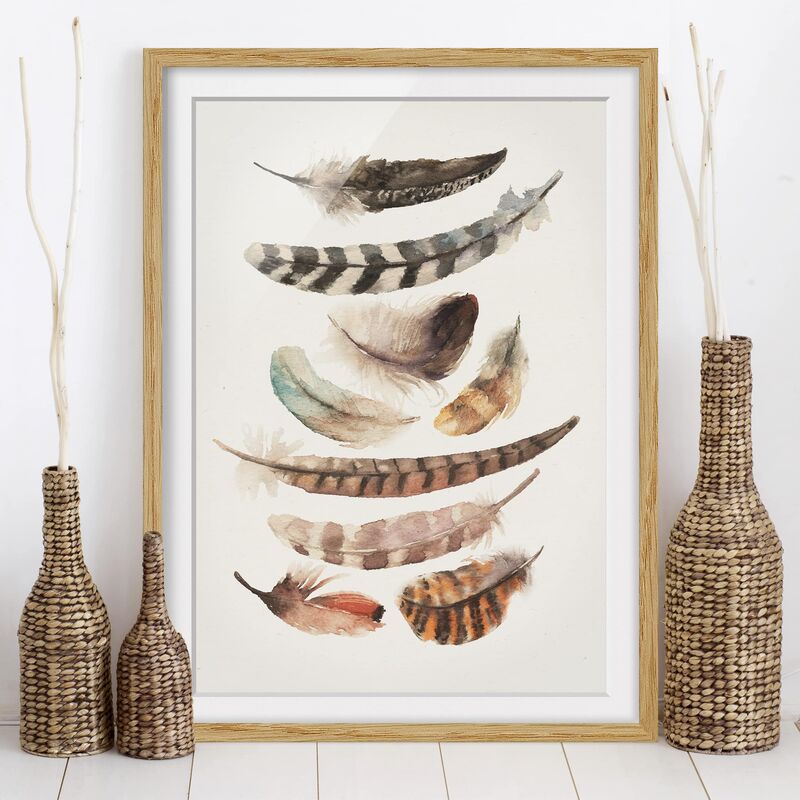 

Póster enmarcado - Nine Feathers Dimensión LxA: 55cm x 40cm, Marco: Roble