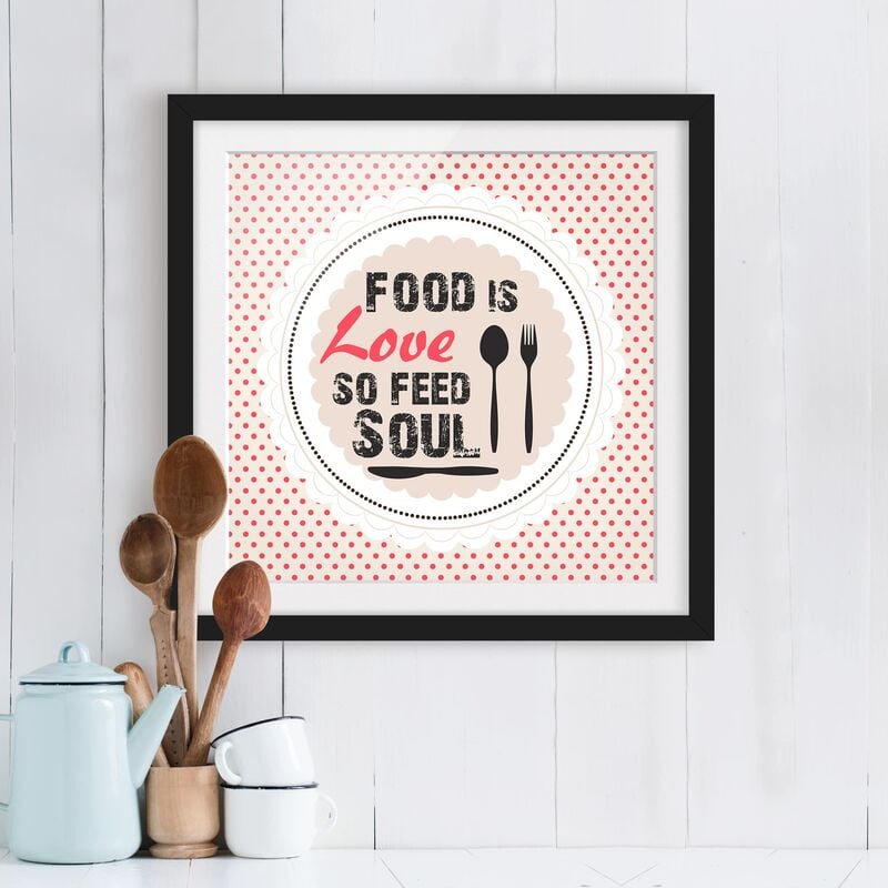 

Póster enmarcado - No.KA27 Food Is Love Dimensión LxA: 30cm x 30cm, Marco: Negro