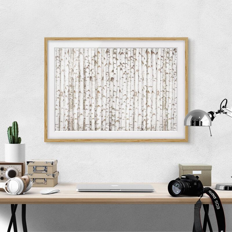 

Póster enmarcado - No.YK15 Birch Wall Dimensión LxA: 18cm x 24cm, Marco: Roble