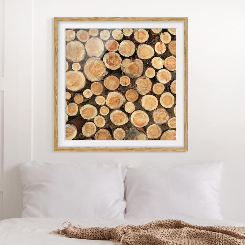 

Póster enmarcado - No.Yk18 Logs Dimensión LxA: 30cm x 30cm, Marco: Roble