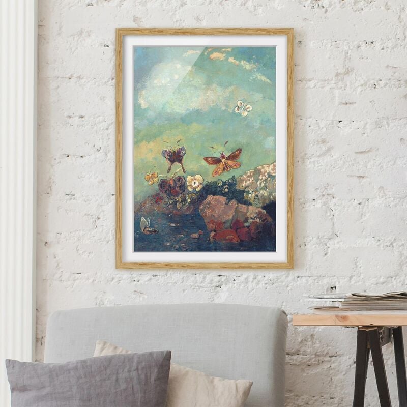 

Póster enmarcado - Odilon Redon - Butterflies Dimensión LxA: 55cm x 40cm, Marco: Roble