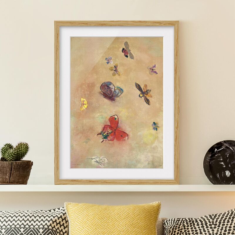 

Póster enmarcado - Odilon Redon - farfalle colorate Dimensión LxA: 70cm x 50cm, Marco: Roble