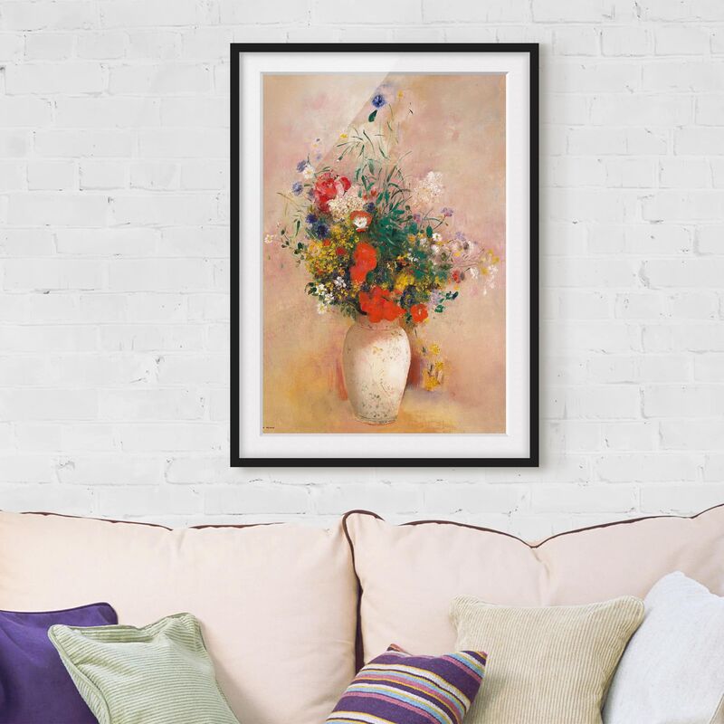 

Póster enmarcado - Odilon Redon - vaso con fiori (rosa sfondo color) Dimensión LxA: 100cm x 70cm, Marco: Negro