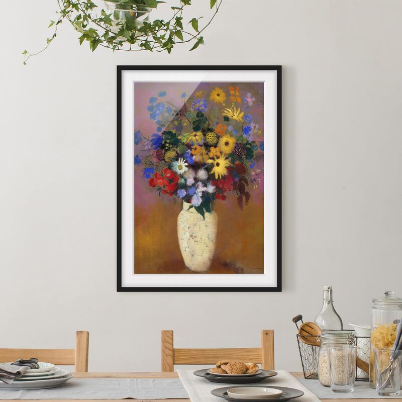 

Póster enmarcado - Odilon Redon - White Vase With Flowers Dimensión LxA: 100cm x 70cm, Marco: Negro