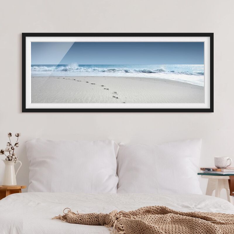 

Póster enmarcado - Orme Nella Sabbia Dimensión LxA: 40cm x 100cm, Marco: Negro