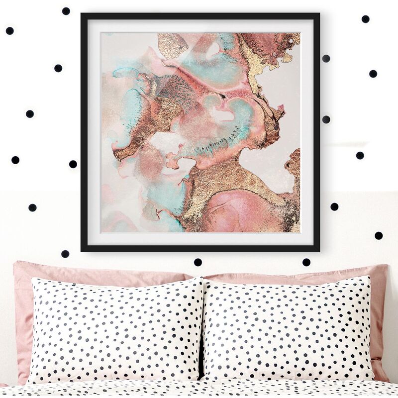 

Póster enmarcado - Oro Acquerello Rosé Dimensión LxA: 70cm x 70cm, Marco: Negro