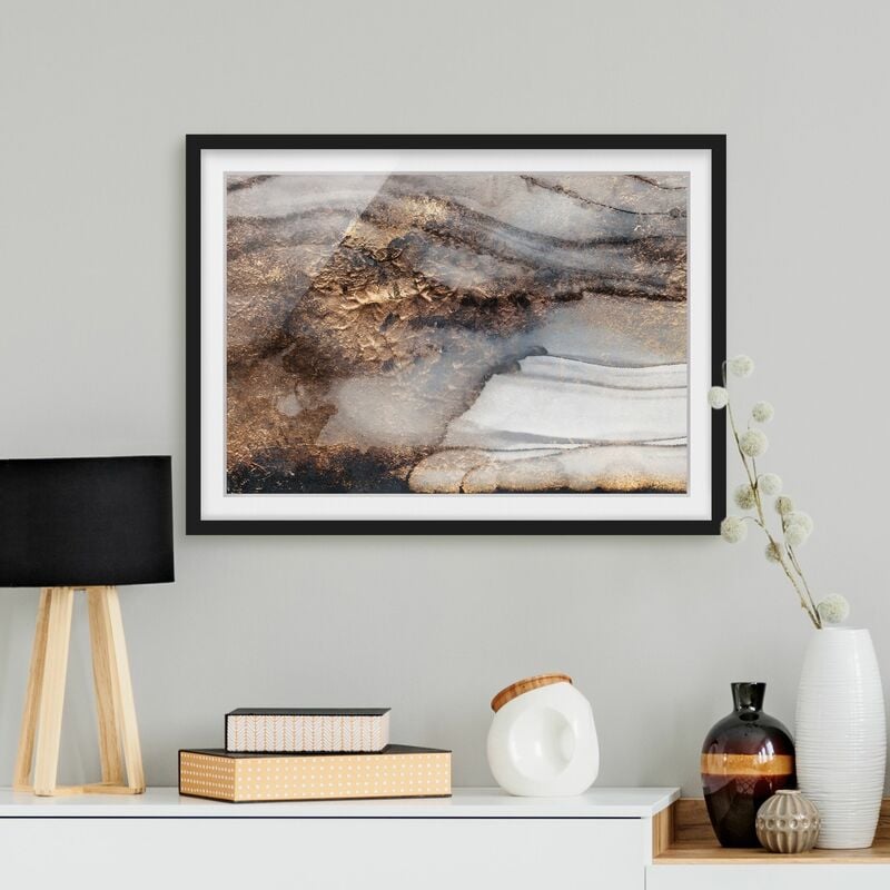 

Póster enmarcado - Oro Marmo Painted Dimensión LxA: 40cm x 55cm, Marco: Negro
