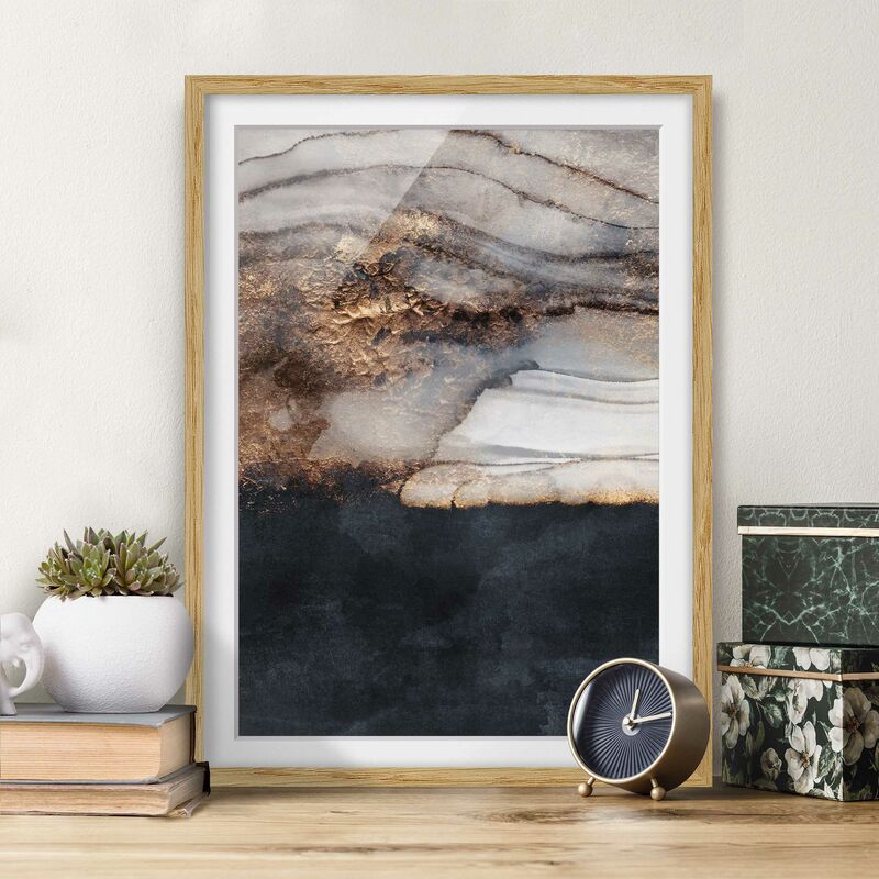 

Póster enmarcado - Oro Marmo Painted Dimensión LxA: 70cm x 50cm, Marco: Roble