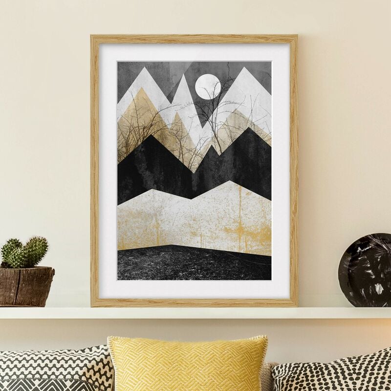 

Póster enmarcado - Oro Montagne Branches Dimensión LxA: 55cm x 40cm, Marco: Roble