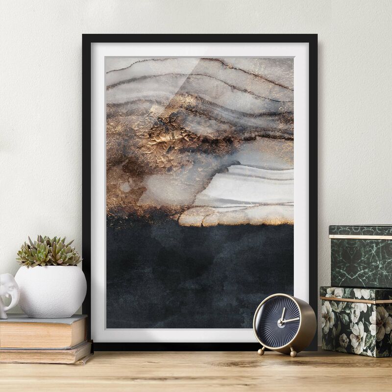 

Póster enmarcado - Oro Marmo Painted Dimensión LxA: 24cm x 18cm, Marco: Negro