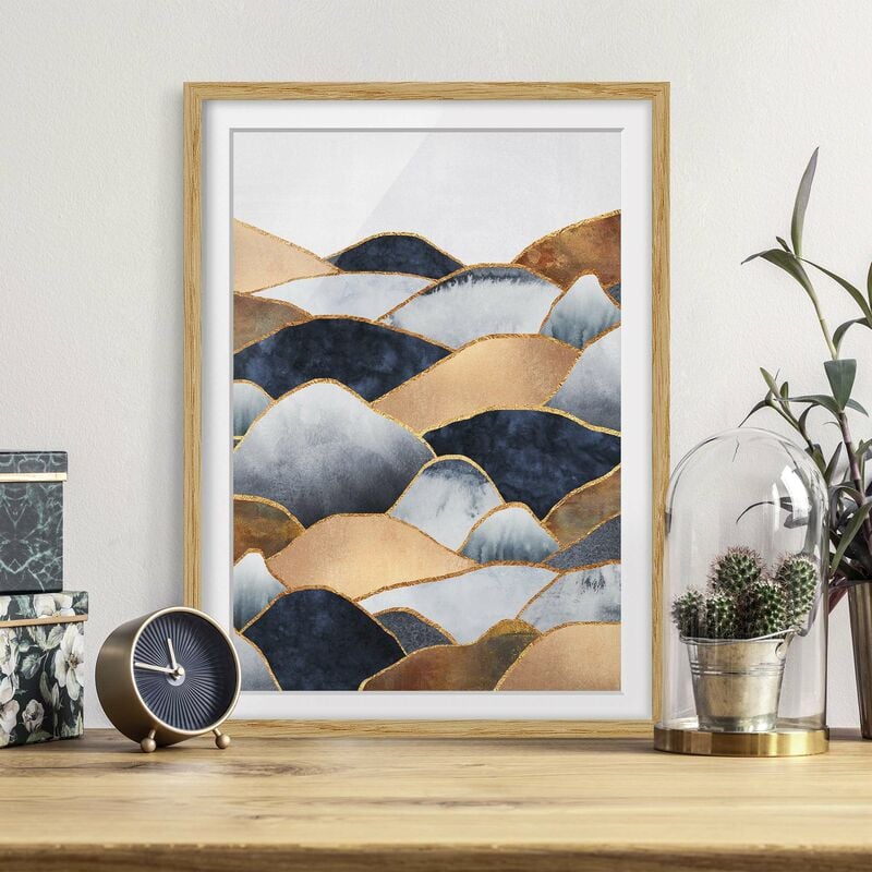 

Póster enmarcado - Oro Monti Acquerello Dimensión LxA: 55cm x 40cm, Marco: Roble