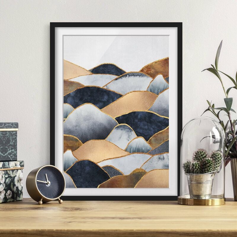 

Póster enmarcado - Oro Monti Acquerello Dimensión LxA: 100cm x 70cm, Marco: Negro