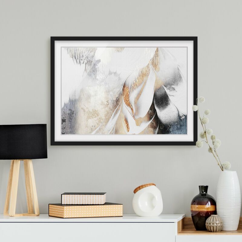

Póster enmarcado - Oro pittura astratta inverno Dimensión LxA: 30cm x 40cm, Marco: Negro