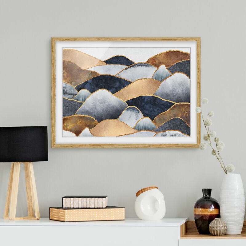 

Póster enmarcado - Oro Monti Acquerello Dimensión LxA: 30cm x 40cm, Marco: Roble