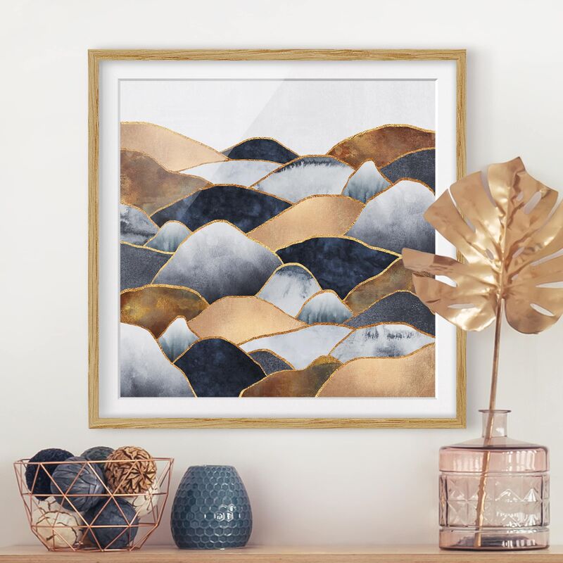 

Póster enmarcado - Oro Monti Acquerello Dimensión LxA: 70cm x 70cm, Marco: Roble