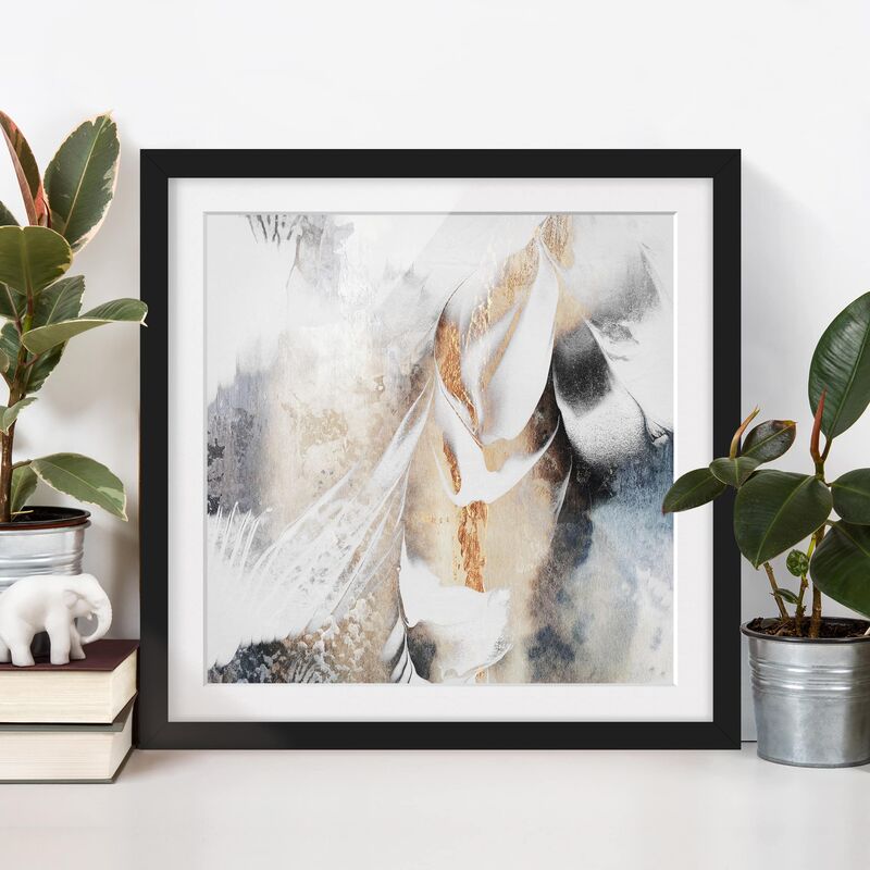 

Póster enmarcado - Oro pittura astratta inverno Dimensión LxA: 20cm x 20cm, Marco: Negro